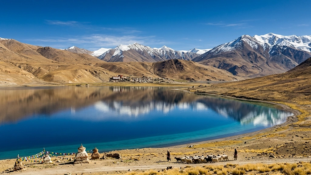 Tso Moriri Lake Tso Moriri Lake surrounded by mountains in Ladakh